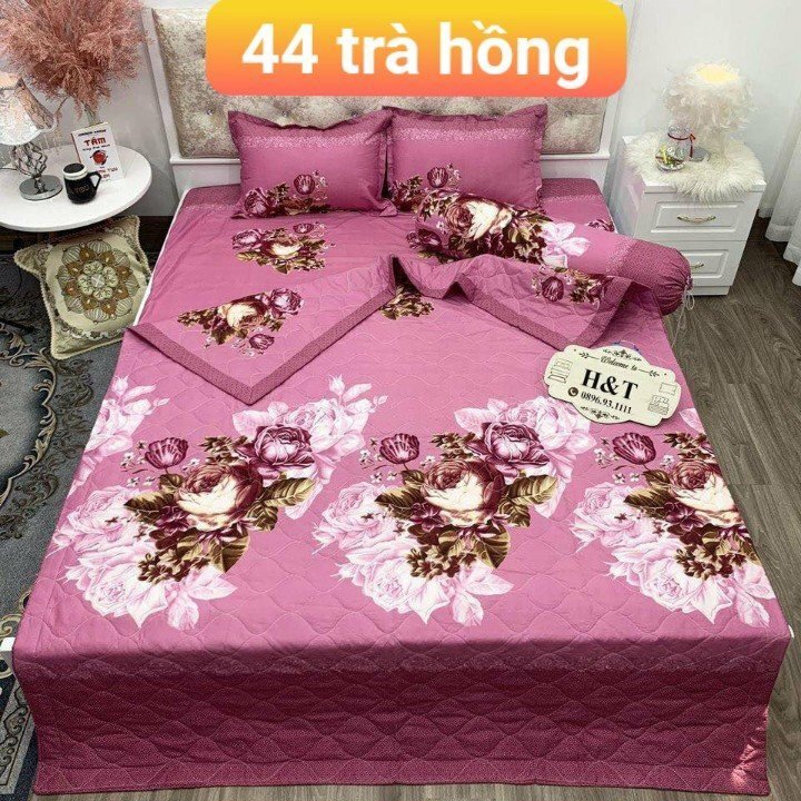 BỘ CHĂN GA GỐI COTTON POLY TRÀ HỒNG