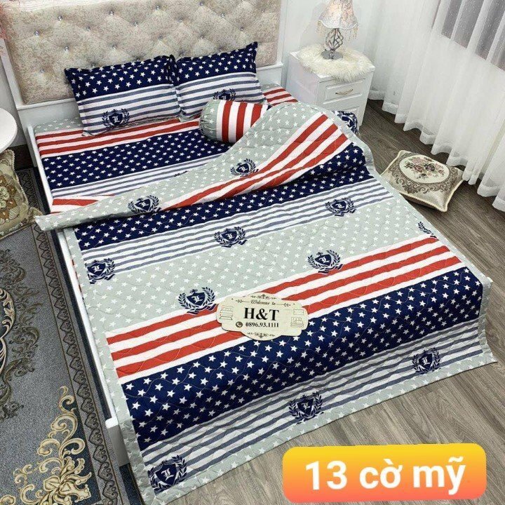 BỘ CHĂN GA GỐI COTTON POLY CỜ MỸ