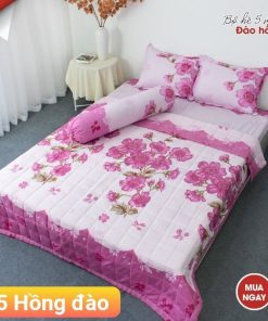 BỘ CHĂN GA GỐI COTTON POLY ĐÀO HỒNG
