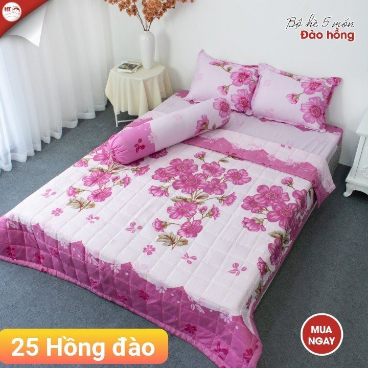 BỘ CHĂN GA GỐI COTTON POLY ĐÀO HỒNG