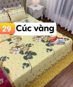 BỘ CHĂN GA GỐI COTTON POLY CÚC VÀNG