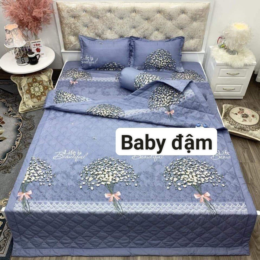 BỘ CHĂN GA GỐI COTTON POLY BABY ĐẬM