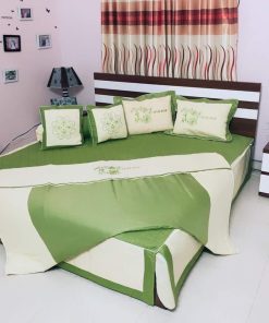 BỘ CHĂN GA GỐI COTTON SATIN 7 MÓN XANH LÁ MẠ
